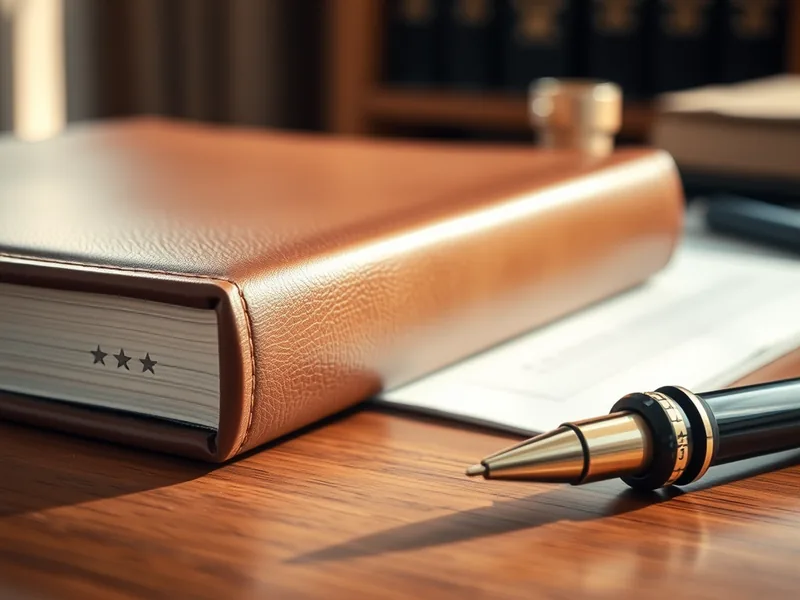 Lederband mit Stempel und Stift auf Schreibtisch