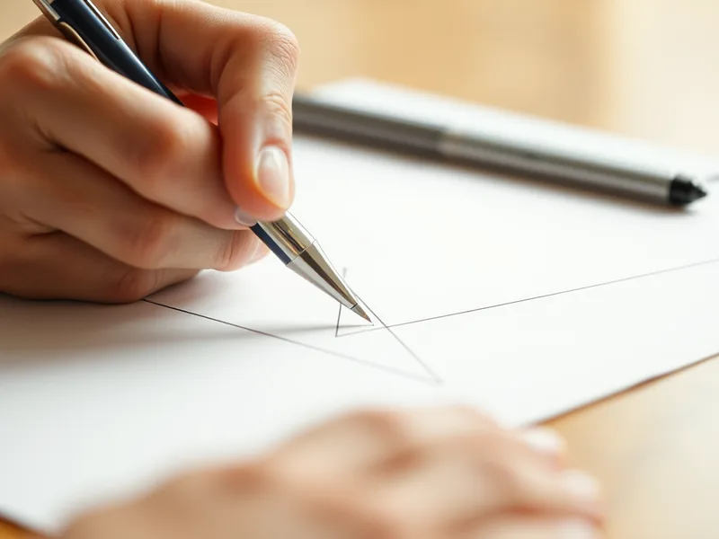 Hand zeichnet präzise Vektorlinien auf Papier